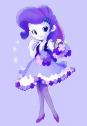 Size: 689x1000 | Tagged: safe, artist:hacha, derpibooru import, rarity, equestria girls, blue background, clothes, dress, female, looking at you, nail polish, simple background, solo