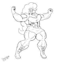 Size: 3000x3000 | Tagged: suggestive, artist:pandatarius, derpibooru import, pinkie pie, equestria girls, breasts, buff breasts, muscle growth, muscles, overdeveloped muscles, pinkie pump