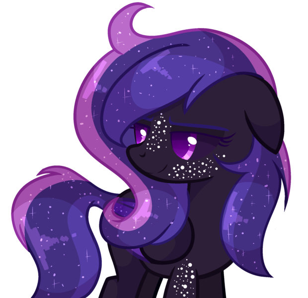 Size: 2067x2000 | Tagged: safe, artist:poppyglowest, derpibooru import, oc, oc:constance, pegasus, pony, black sclera, ethereal mane, female, floppy ears, high res, mare, simple background, solo, starry mane, transparent background