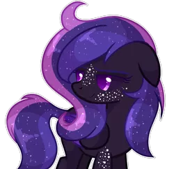Size: 2067x2000 | Tagged: safe, artist:poppyglowest, derpibooru import, oc, oc:constance, pegasus, pony, black sclera, ethereal mane, female, floppy ears, high res, mare, simple background, solo, starry mane, transparent background