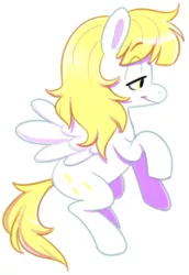 Size: 185x269 | Tagged: safe, artist:norithecat, derpibooru import, oc, oc:golden showers, unofficial characters only, pegasus, pony, female, flying, simple background, solo, white background