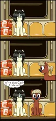 Size: 1120x2430 | Tagged: safe, artist:easydays, derpibooru import, oc, oc:floor bored, unofficial characters only, earth pony, pony, comic, cup noodles, duo, female, mare, relatable, sitting, socially awkward pony, thought bubble