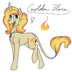 Size: 800x800 | Tagged: safe, artist:pampoke, derpibooru import, oc, oc:golden flare, unofficial characters only, pony, unicorn, adopted offspring, curved horn, female, jewelry, leonine tail, mare, necklace, parent:cheese sandwich, parent:pinkie pie, parents:cheesepie, simple background, solo, transparent background