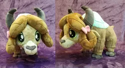 Size: 1024x562 | Tagged: artist:plushypuppy, bow, derpibooru import, female, irl, photo, plushie, safe, solo, standing, yak, yona