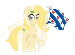 Size: 4533x3324 | Tagged: safe, artist:superanina, derpibooru import, oc, oc:radler, unofficial characters only, earth pony, pony, female, flag, friesland, frisia, leaves, looking at you, netherlands, simple background, smiling, solo, transparent background