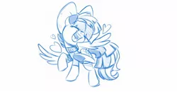 Size: 1920x997 | Tagged: safe, artist:nanook123, derpibooru import, songbird serenade, pegasus, pony, my little pony: the movie, eyes closed, female, heart, mare, monochrome, open mouth, simple background, solo, white background