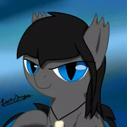 Size: 450x450 | Tagged: safe, artist:lucky dragon, derpibooru import, oc, oc:dark water, unofficial characters only, bat pony, bat pony oc, bust, digital art, jewelry, male, necklace, portrait, signature, solo, stallion