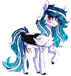 Size: 265x285 | Tagged: safe, artist:skimea, derpibooru import, oc, oc:marie pixel, pegasus, pony, animated, blinking, female, gif, mare, simple background, solo, transparent background, two toned wings