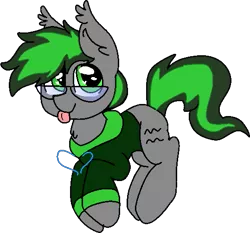 Size: 539x502 | Tagged: safe, artist:nootaz, deleted from derpibooru, derpibooru import, oc, oc:jackorace, unofficial characters only, bat pony, commission, glasses, heart eyes, simple background, solo, tongue out, transparent background, wingding eyes