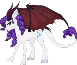 Size: 6000x5057 | Tagged: absurd resolution, artist:magister39, bat wings, cloven hooves, demon, demon horns, demon pony, derpibooru import, female, horns, mare, rarity, safe, simple background, solo, species swap, succubus, succubus pony, succupony, transparent background, wings