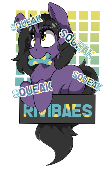 Size: 1725x2625 | Tagged: artist:beardie, badge, con badge, derpibooru import, oc, oc:rivibaes, onomatopoeia, safe, simple background, solo, squeak, squeaky toy, transparent background, unofficial characters only