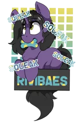 Size: 1725x2625 | Tagged: artist:beardie, badge, con badge, derpibooru import, oc, oc:rivibaes, onomatopoeia, safe, simple background, solo, squeak, squeaky toy, transparent background, unofficial characters only