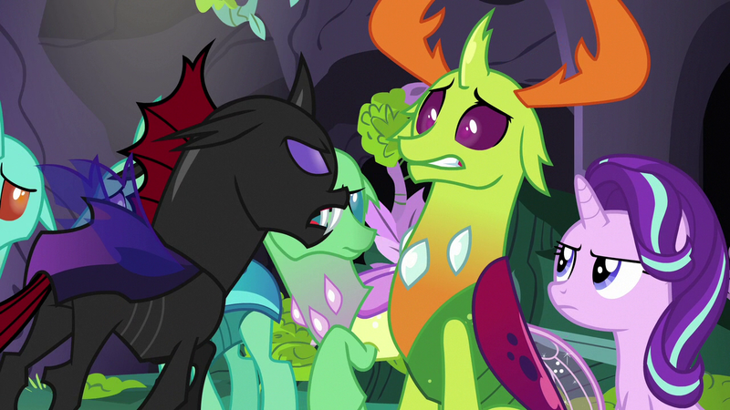 Size: 1280x720 | Tagged: changedling, changeling, derpibooru import, king thorax, pharynx, safe, screencap, starlight glimmer, thorax, to change a changeling