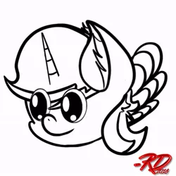 Size: 768x768 | Tagged: alicorn, alicorn oc, artist:rubydeluxe, black and white, chibi, derpibooru import, ear fluff, grayscale, horn, male, monochrome, oc, oc:rd, quick sketch, safe, signature, simple, sketch, solo, unofficial characters only, warmup, wings
