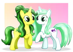 Size: 1600x1130 | Tagged: safe, artist:jucamovi1992, derpibooru import, oc, oc:forest breeze, oc:jewel breeze, unicorn, duo, duo female, female, twins