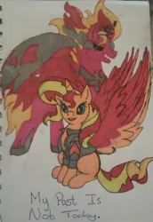 Size: 741x1079 | Tagged: safe, derpibooru import, sunset shimmer, ponified, alicorn, pony, equestria girls, my past is not today, equestria girls ponified, sunset satan, traditional art