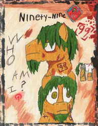 Size: 4952x6393 | Tagged: safe, artist:oatmeal155, derpibooru import, oc, oc:ninety-nine, unofficial characters only, pony, fallout equestria, fallout equestria: oasis 99, absurd resolution, blood, solo, traditional art