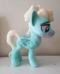 Size: 1024x1248 | Tagged: safe, artist:plushypuppy, derpibooru import, zephyr breeze, pegasus, pony, facial hair, folded wings, irl, lidded eyes, male, photo, plushie, stallion