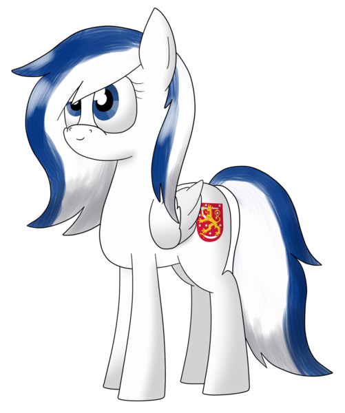 Size: 1027x1229 | Tagged: safe, artist:moonatik, derpibooru import, oc, ponified, unofficial characters only, pegasus, pony, coat of arms, cute, finland, nation ponies, simple background, solo, transparent background