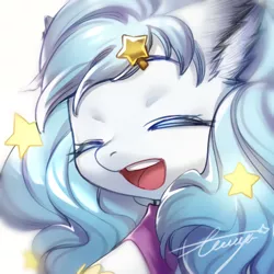 Size: 400x400 | Tagged: artist:ciciya, derpibooru import, eyes closed, female, hairpin, mare, oc, safe, smiling, solo, stars