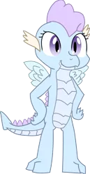 Size: 885x1716 | Tagged: artist:agirl3003, artist:chiptunebrony, derpibooru import, dragon, dragoness, female, growth spurt, implied adoption, oc, oc:krystal the dragon, revamp, safe, simple background, smiling, solo, style emulation, transparent background, unofficial characters only