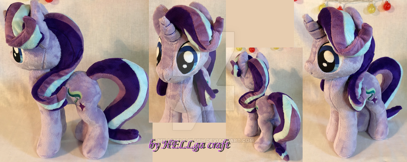 Size: 1024x410 | Tagged: safe, artist:my-little-plush, derpibooru import, starlight glimmer, pony, unicorn, female, irl, mare, photo, plushie, solo, standing, watermark