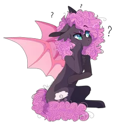 Size: 1474x1600 | Tagged: safe, artist:skimea, derpibooru import, oc, oc:bubblegum, bat pony, pony, female, mare, simple background, sitting, solo, transparent background