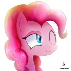 Size: 720x720 | Tagged: safe, artist:zidanemina, derpibooru import, pinkie pie, pony, mane, one eye closed, pink, simple background, smiling, solo, white background