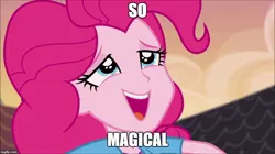 Size: 888x499 | Tagged: suggestive, derpibooru import, edit, edited screencap, screencap, pinkie pie, equestria girls, rainbow rocks, bedroom eyes, image macro, meme