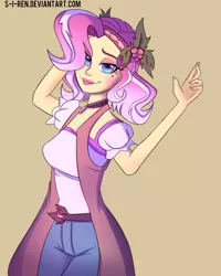 Size: 700x876 | Tagged: safe, artist:s-i-ren, derpibooru import, vignette valencia, equestria girls, equestria girls series, rollercoaster of friendship, clothes, looking at you, shorts, solo