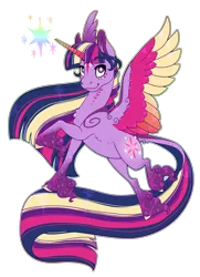 Size: 2600x3600 | Tagged: safe, artist:jackiebloom, derpibooru import, twilight sparkle, twilight sparkle (alicorn), alicorn, pony, colored horn, colored wings, female, high res, mare, multicolored wings, rainbow power, realistic horse legs, simple background, solo, transparent background, unshorn fetlocks, wingding eyes