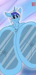 Size: 486x1000 | Tagged: suggestive, artist:iyatsu, derpibooru import, minuette, anthro, unicorn, against glass, barbie doll anatomy, big breasts, blushing, breast squeeze, breasts, busty minuette, cracks, digital art, female, glass, huge breasts, hyper, hyper breasts, impossibly large breasts, jewelry, necklace, phone screen, phone wallpaper, smiling, solo, wallpaper, wallpaper for the fearless