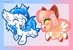 Size: 4368x3000 | Tagged: safe, artist:dreamyeevee, derpibooru import, oc, oc:baby cakes, oc:cobalt swift, unofficial characters only, bat pony, duo, eyes closed, flower
