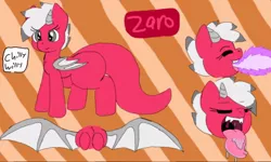 Size: 512x308 | Tagged: suggestive, artist:chillywilly, derpibooru import, oc, oc:zaro, dracony, hybrid, drool, fangs, fire, forked tongue, horns, mawshot, open mouth, purple fire, reference sheet, sharp teeth, slit eyes, slit pupils, teeth, tongue out, wings