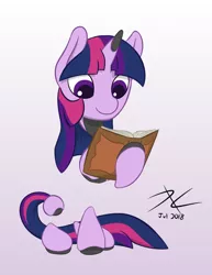 Size: 720x932 | Tagged: safe, artist:parallel black, derpibooru import, twilight sparkle, pony, robot, robot pony, book, colored sketch, digital art, gradient background, limbless, modular, reading, roboticization, solo, species swap, twibot