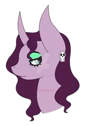 Size: 1024x1509 | Tagged: safe, artist:gottalovemiku, derpibooru import, oc, oc:arachnid, unofficial characters only, unicorn, bust, parent:fluttershy, parent:tempest shadow, parents:tempestshy, simple background, solo, transparent background, watermark