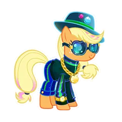 Size: 270x270 | Tagged: 80s, applejack, derpibooru import, gameloft, makeup, retro, run dmc, safe, simple background, solo, transparent background, vector