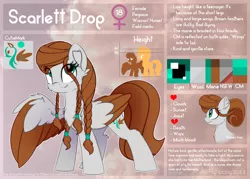 Size: 5420x3880 | Tagged: safe, artist:airfly-pony, derpibooru import, oc, oc:scarlett drop, unofficial characters only, pony, braid, cloud, colored wings, cute, female, head, large wings, looking up, pigtails, rcf community, reference, reference sheet, smiling, solo, wings