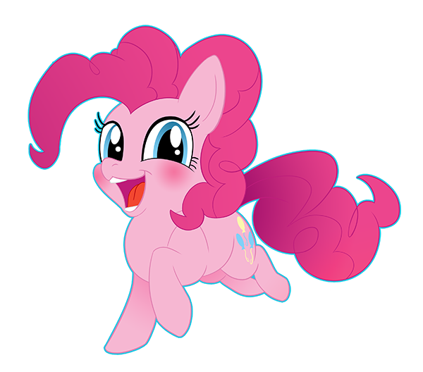 Size: 600x528 | Tagged: safe, artist:rugissang, derpibooru import, pinkie pie, earth pony, pony, blue outline, blushing, chibi, female, happy, looking at you, mare, open mouth, simple background, smiling, solo, transparent background