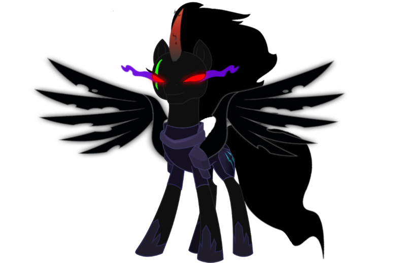Size: 1024x663 | Tagged: safe, artist:venjix5, derpibooru import, king sombra, pony of shadows, tempest shadow, alicorn, pony, unicorn, alicornified, armor, blank eyes, corrupted, curved horn, eye scar, female, fusion, glowing scar, mare, oh no, possessed, race swap, red eyes, scar, simple background, solo, sombra eyes, sombra's horn, spread wings, tempest gets her horn back, tempest gets her wings back, tempest with sombra's horn, tempesticorn, transparent background, well shit, wings, xk-class end-of-the-world scenario