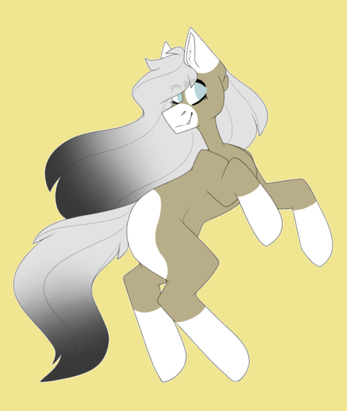 Size: 1024x1212 | Tagged: safe, artist:umiimou, derpibooru import, oc, oc:keanu, earth pony, pony, female, mare, simple background, solo, yellow background