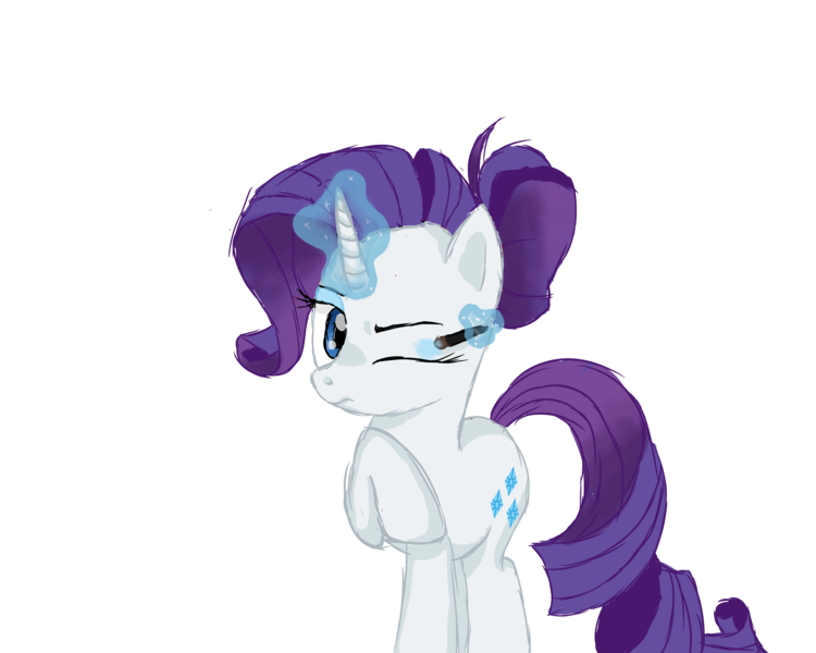 Size: 2500x2000 | Tagged: safe, artist:sodadoodle, derpibooru import, rarity, pony, unicorn, colored sketch, concentrating, eyebrows, eyeshadow, female, hair bun, magic, makeup, mare, messy bun, one eye closed, one eye open, redraw, shading, show accurate, simple background, sketch, sketchy, solo, transparent background