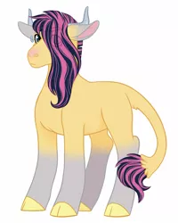 Size: 1024x1280 | Tagged: artist:whisperseas, cloven hooves, derpibooru import, eye clipping through hair, hair over one eye, horns, hybrid, interspecies offspring, male, oc, oc:stormhoof, offspring, parent:fluttershy, parent:iron will, parents:ironshy, safe, simple background, solo, unofficial characters only, white background