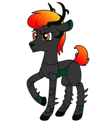 Size: 1180x1417 | Tagged: safe, artist:lucid_mane, derpibooru import, edit, oc, unofficial characters only, changeling, deer, original species, sideer, chitin, gradient mane, simple background, smiling, solo, spikes, tongue out, transparent background, vector