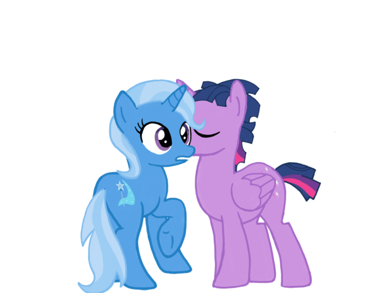 Size: 1024x768 | Tagged: alicorn, artist:turnaboutart, cutie mark, derpibooru import, dusk shine, female, half r63 shipping, kissing, kiss on the cheek, male, mare, rule 63, safe, shipping, simple background, stallion, straight, transparent background, trixie, trixshine, twilight sparkle, twilight sparkle (alicorn), twixie