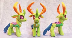 Size: 1023x549 | Tagged: artist:plushypuppy, changedling, changeling, derpibooru import, irl, king thorax, male, photo, plushie, safe, solo, standing, thorax