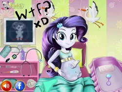 Size: 960x720 | Tagged: artist needed, source needed, safe, derpibooru import, rarity, equestria girls, babity, baby, bizarre, bootleg, downvote bait, flash game, fynsy, pregnant, self paradox, wat, why, wtf