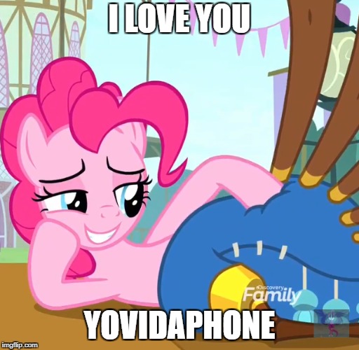 Size: 512x500 | Tagged: suggestive, derpibooru import, edit, edited screencap, screencap, pinkie pie, earth pony, pony, yakity-sax, cargo ship, cropped, discovery family logo, eye, eyes, female, image macro, lidded eyes, mare, meme, shipping, smiling, stroking, yovidaphone, yovidapie