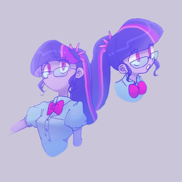 Size: 768x768 | Tagged: safe, artist:xp_r6, derpibooru import, sci-twi, twilight sparkle, equestria girls, bowtie, clothes, female, glasses, simple background