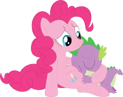 Size: 3582x2827 | Tagged: artist:porygon2z, derpibooru import, female, male, misleading thumbnail, pinkie pie, pinkiespike, safe, shipping, simple background, spike, spikelove, straight, transparent background